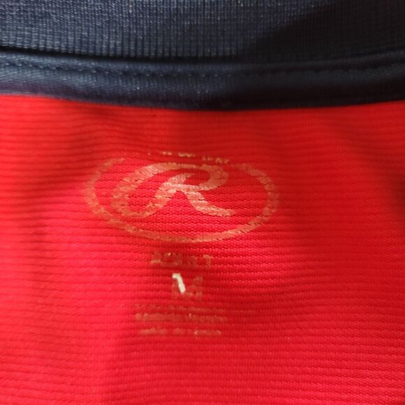 Rawlings Men’s Size Medium Blue Red A's Long Sleeve Jersey 100% Polyester - Picture 4 of 9